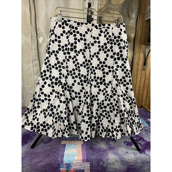 Ninety Dresses & Skirts - Ninety Women’s 12 Zip Up Skirt Black And White Polka Dot Flare Midi Skirt